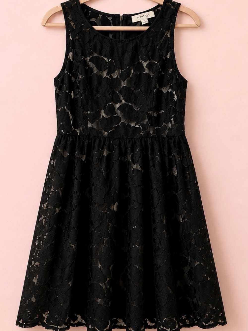 Monteau size Medium black lace, sleeveless a-line cocktail party dress